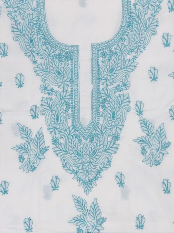 Adrika's exquisite Lucknow Chikankari Cotton White Unstitched 3-Piece Kurti Set