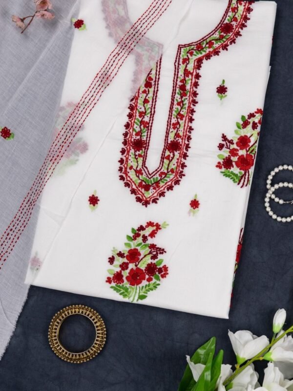 Adrika Hand Embroidered 3 Piece Unstitched Kurta Set