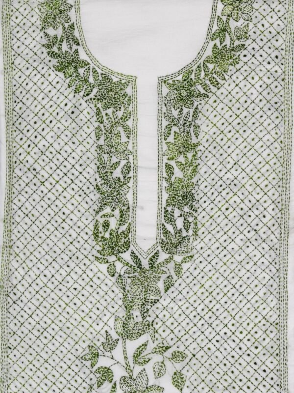 Cotton Unstitched 3 Piece Kurta Set with Exquisite Hand Embroidery by Adrika