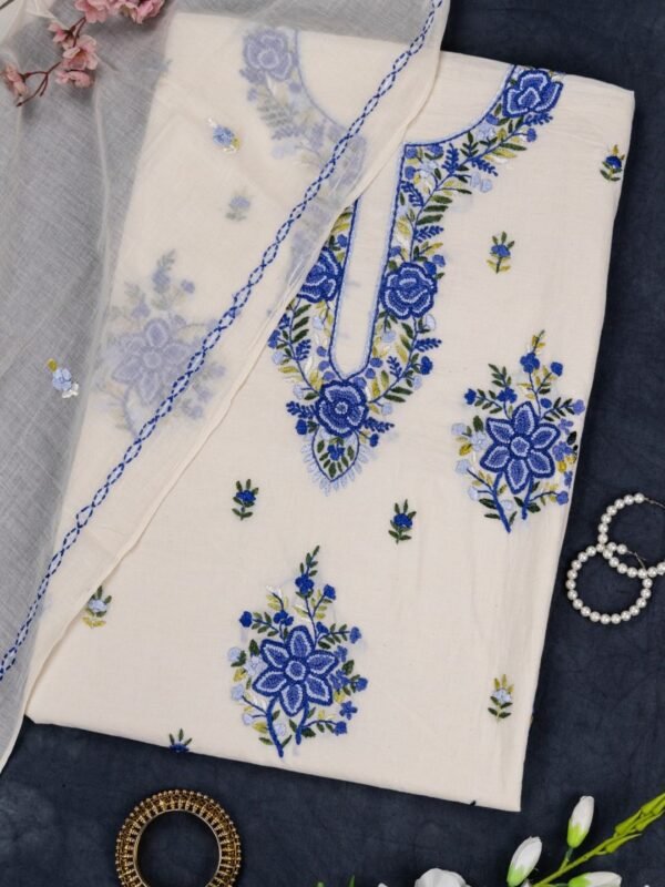 Adrika Cotton 3 Piece Kurta Set Featuring Hand Embroidery