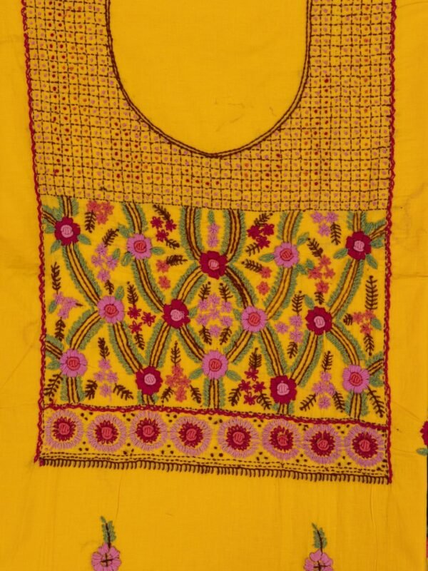 Handcrafted cotton unstitched 3 piece kurta set