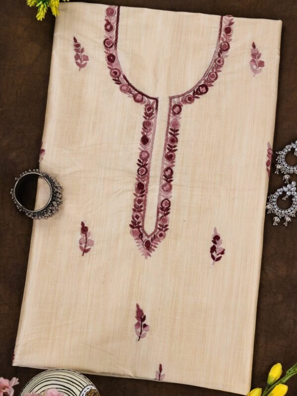 Adrika Hand Embroidered Semi Tussar Kurta