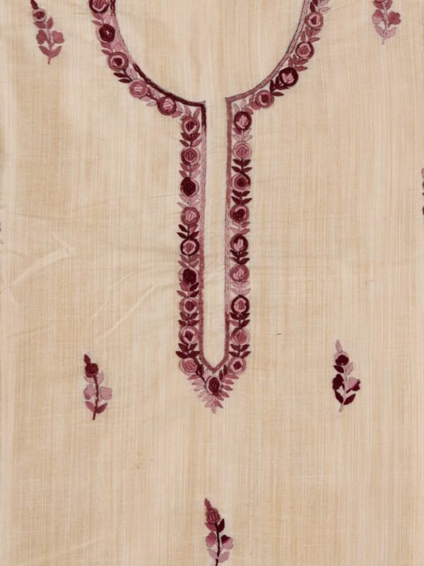 Handcrafted Hand Embroidery on Semi Tussar Kurta by Adrika