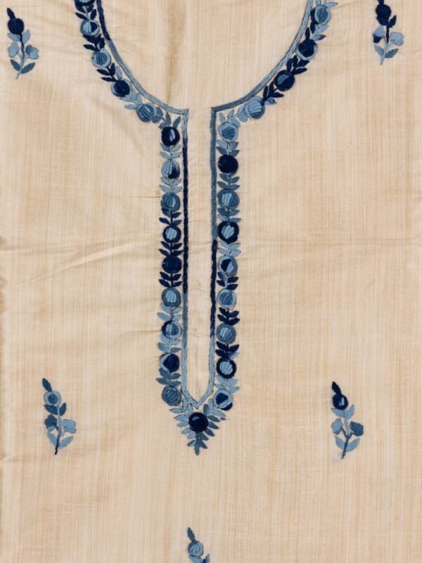 Unstitched Kurta with Intricate blue Thread Work