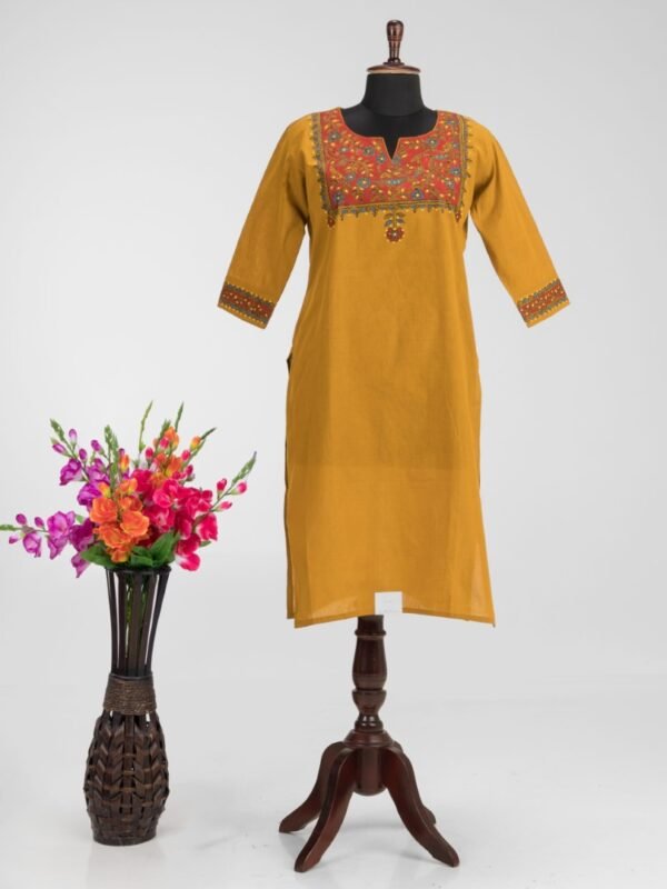Adrika’s Khadi Cotton Kurti with Intricate Hand Embroidery