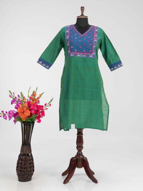 Adrika’s Khadi Cotton Hand Embroidered Kurti set