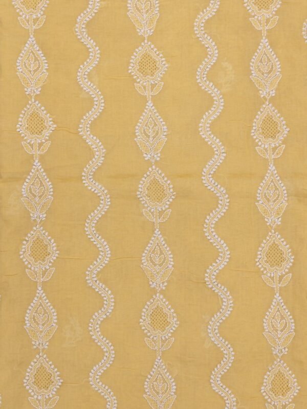 Beautiful Lucknow Chikankari Macaroon Yellow Cotton Unstitched Kurti by Adrika