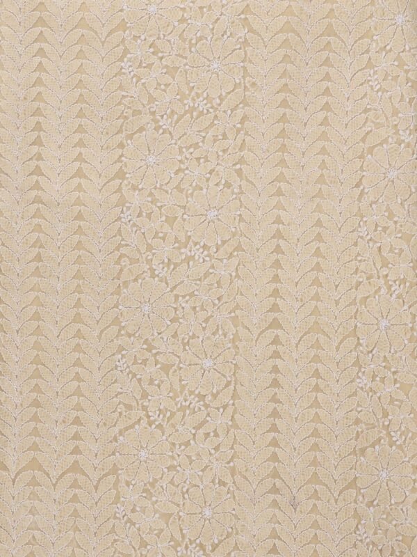 Beautiful Lucknow Chikankari Beige Cotton Unstitched 3-Piece Kurti Set by Adrika
