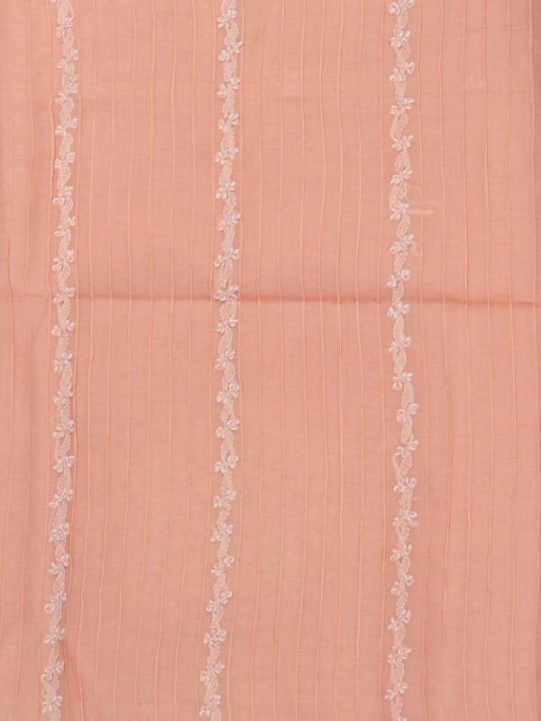 Adrika's premium Lucknow Chikankari Peach Cotton Unstitched 3-Piece Kurti Set