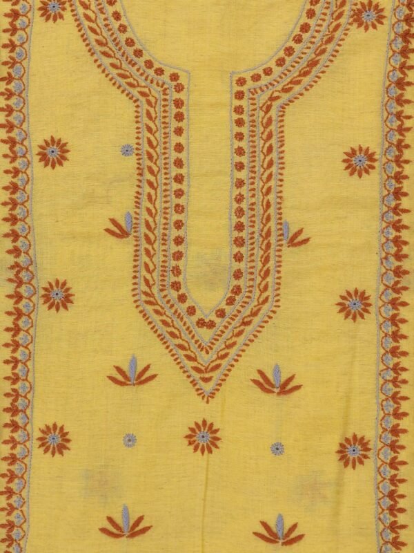 Hand-embroidered Lucknow Chikankari Chanderi Cotton Unstitched 2-Piece Kurti Set by Adrika