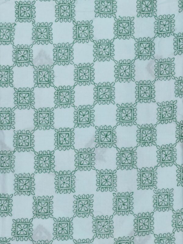Traditional Lucknow Chikankari Mint Green Cotton Unstitched 2-Piece Kurti Set by Adrika