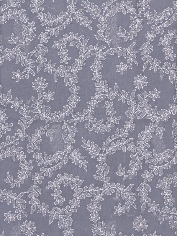 Exquisite Lucknow Chikankari Grey Cotton Unstitched 3-Piece Kurti Set by Adrika