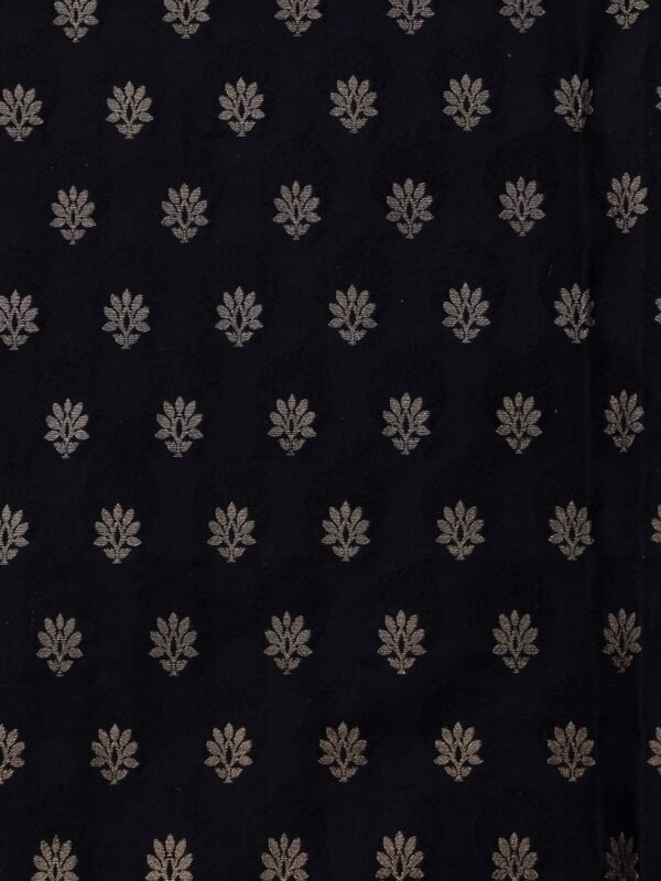 Handcrafted Banarasi Katan Black Kurti & Chiniya Silk Light Butter Dupatta Set with Zari Work by Adrika