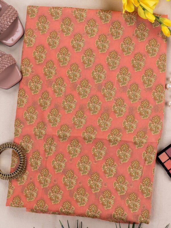 Adrika's Pure Handloom Banarasi Chiffon Peach Coloured Kurti & Dupatta Set with Meenakari Work