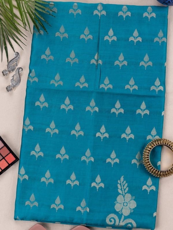 Adrika's Banarasi Munga Silk Turquoise Blue Kurti & Dupatta Set with Zari Work