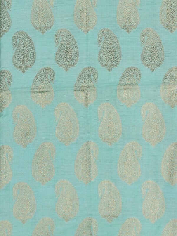 Handcrafted Banarasi Butter Silk Sea Green Kurti & Dupatta Set with Golden Zari Work by Adrika