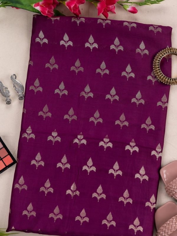 Adrika's Banarasi Munga Silk Wine Coloured Kurti & Dupatta Set with Zari Work