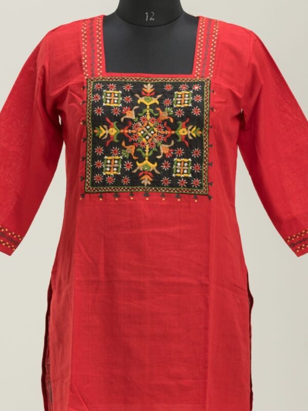 Hand Embroidered Khadi Cotton Kurti by Adrika
