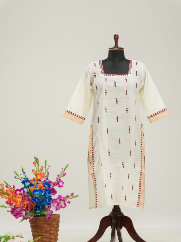 Mangalgiri Cotton Kurti with Intricate Hand Embroidery