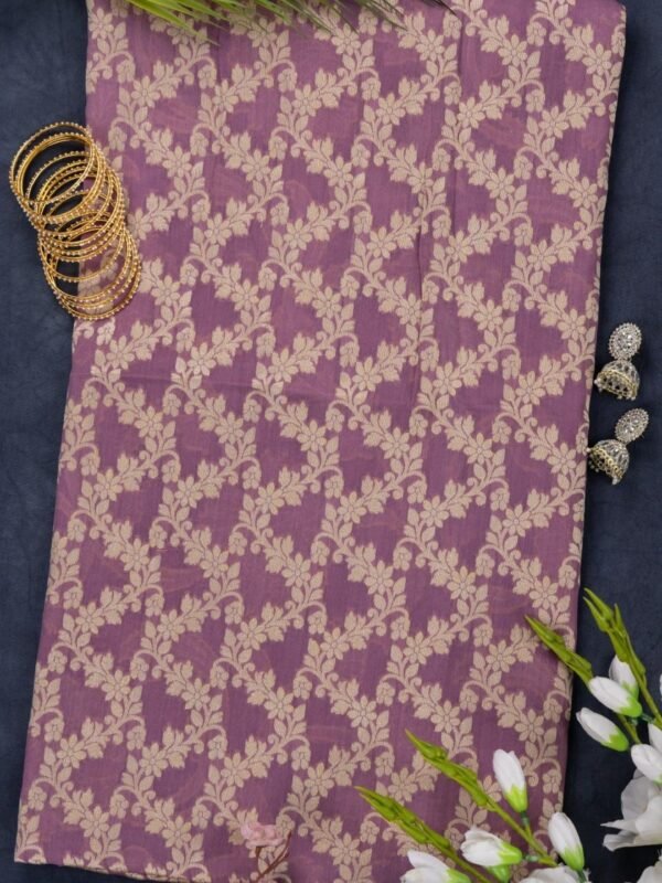 Handcrafted Pure Handloom Banarasi Chiffon Opera Mauve Kurti & Dupatta Set by Adrika