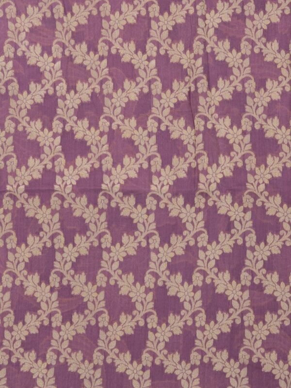 Traditional Pure Handloom Banarasi Chiffon Opera Mauve Kurti & Dupatta Set with Zari Work by Adrika