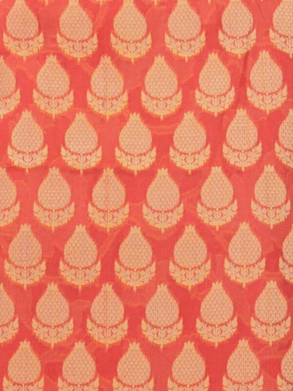 Handcrafted Pure Handloom Banarasi Chiffon Neon Orange Kurti & Dupatta Set by Adrika"