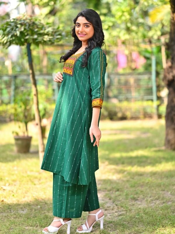 Adrika Handcrafted Khadi Cotton Embroidered 2 Pc Kurti Set