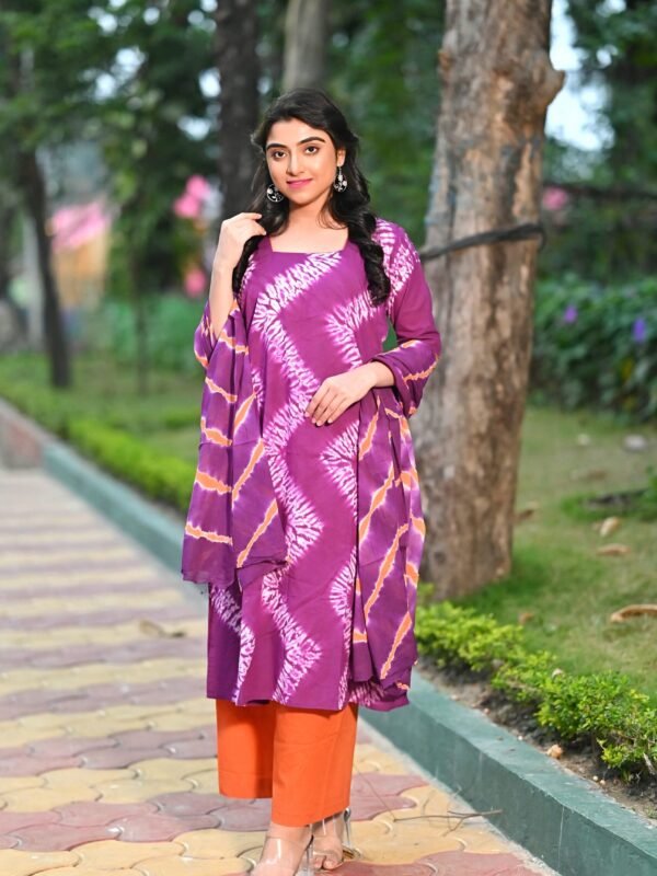 Adrika’s Purple Pure Shibori Kurti Set