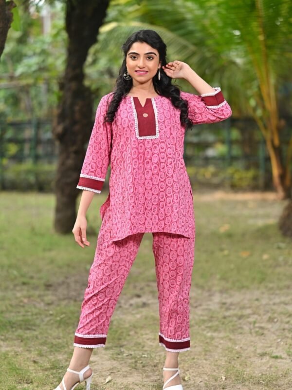 Ethically Made Cotton Co-Ord Set with Hand Block Print