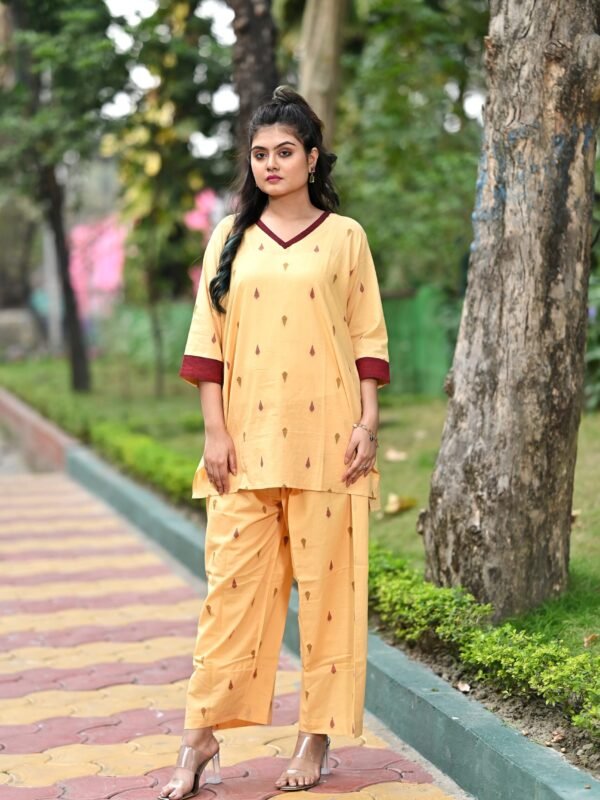 Adrika’s Yellow Pure Cotton Co-Ord Set