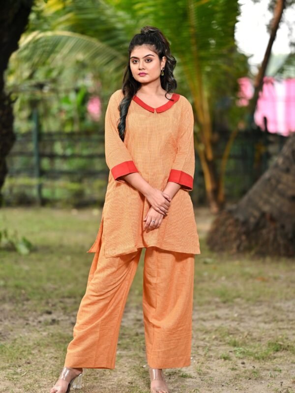 Adrika’s Brick Red Hand Block Co-Ord Set