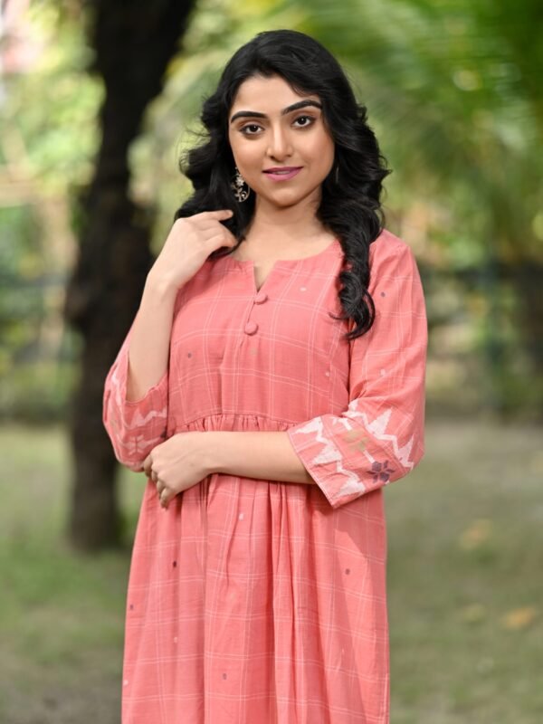 Adrika’s Handloom Cotton Jamdani Long Dress