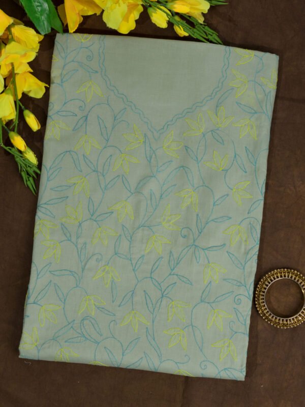 Adrika's Asparagus color Pure Cotton Unstitched Shadow Work Kurti