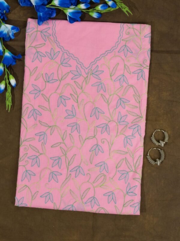 Adrika’s Pink Pure Cotton Unstitched Kurti With Shadow Work