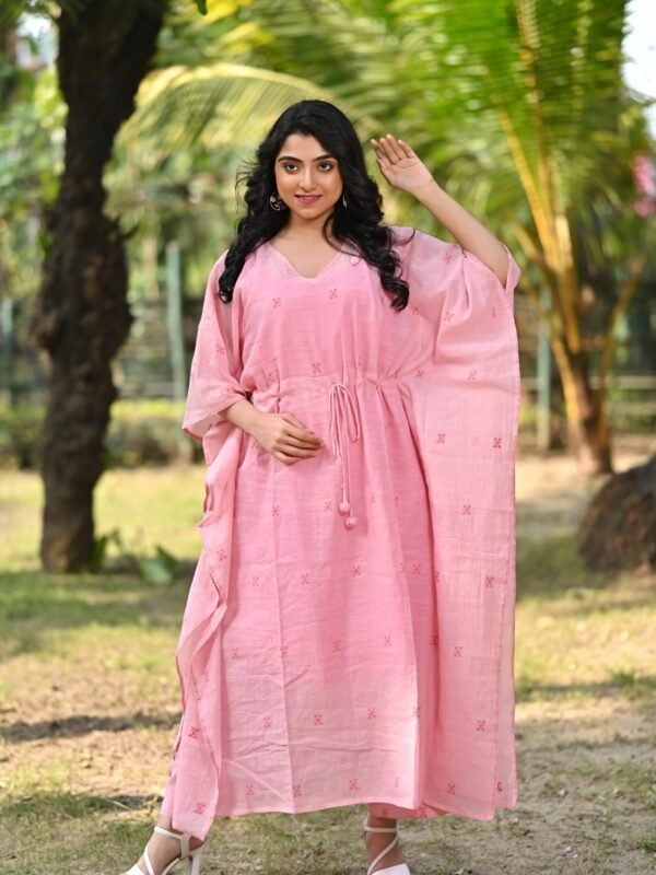 Adrika’s Handloom Cotton Jamdani Kaftan Set
