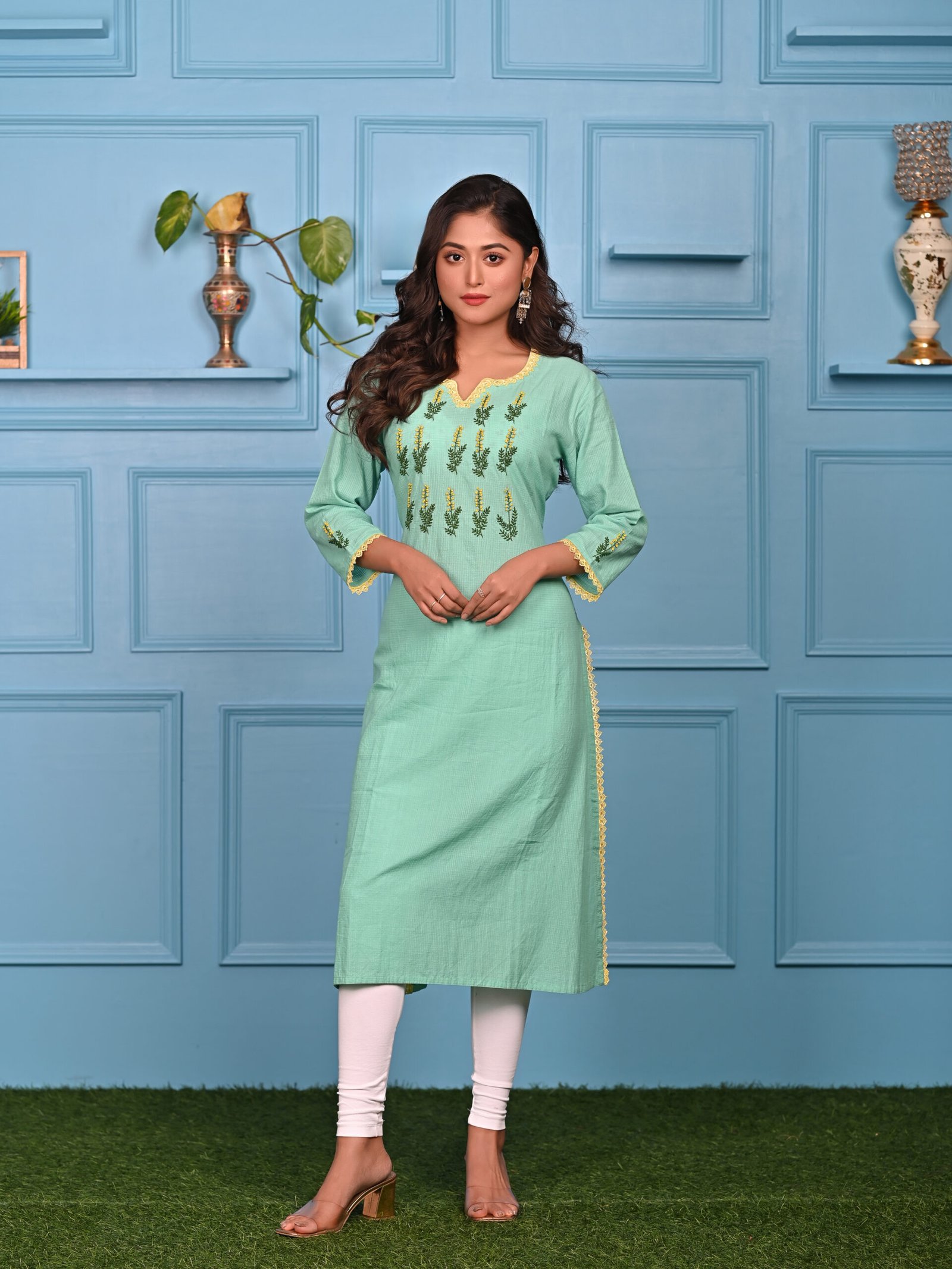 Adrika’s Seagreen Handloom Cotton Kurti