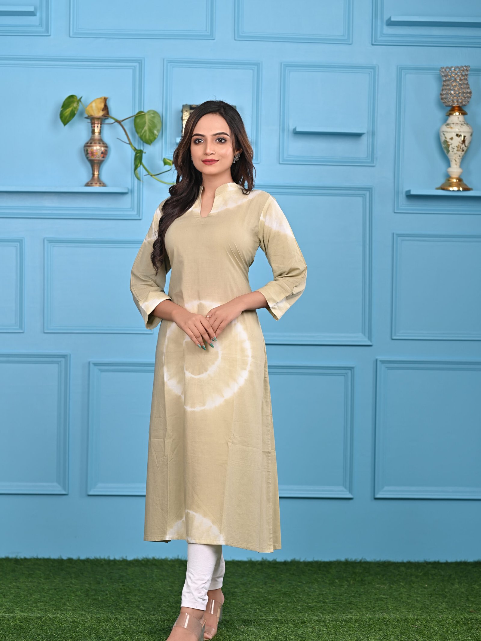 Adrika’s  Greenish Grey Tie & Dye Kurti