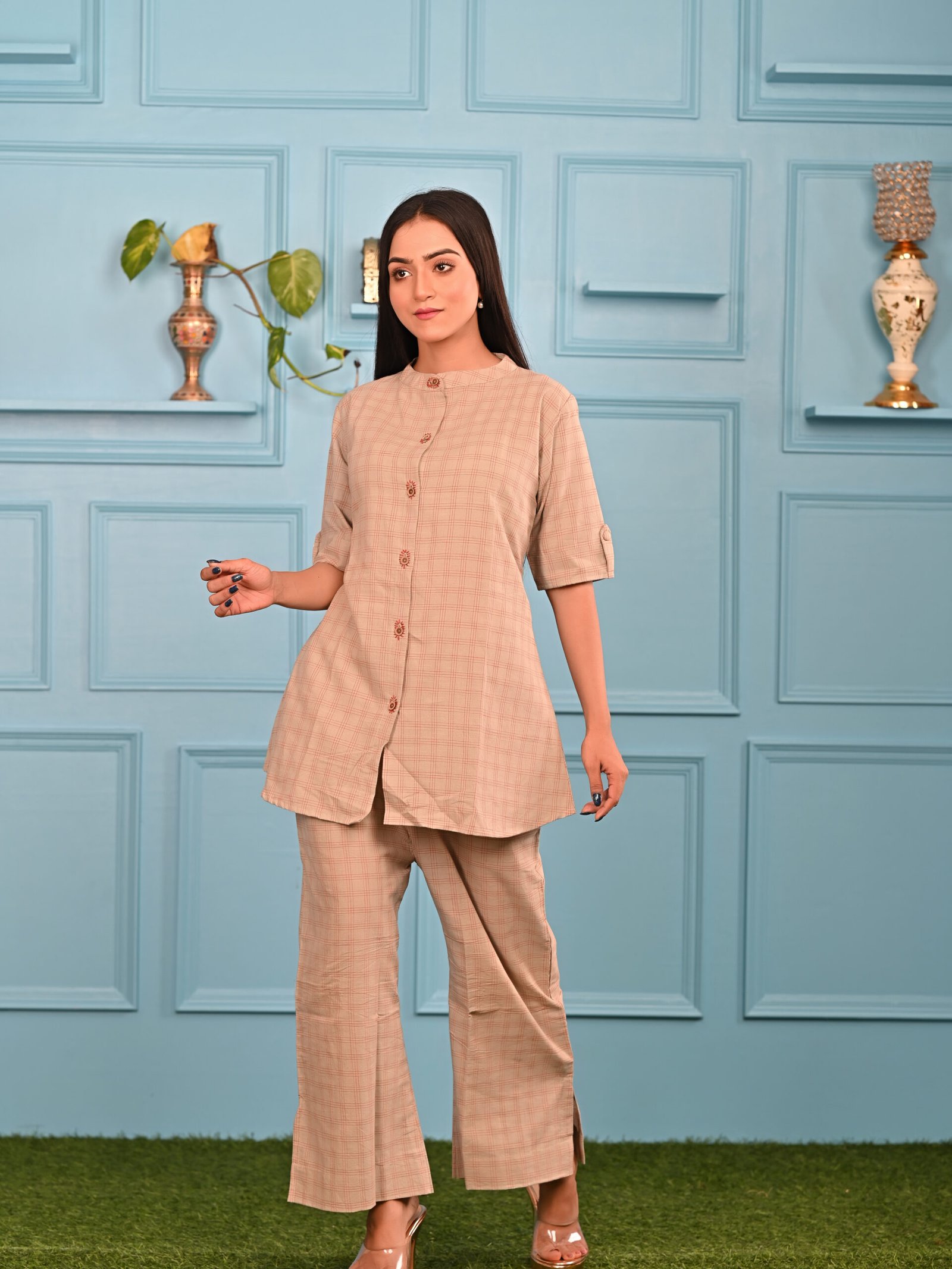 Adrika’s Grey Check Pure Cotton Co-Ord Set