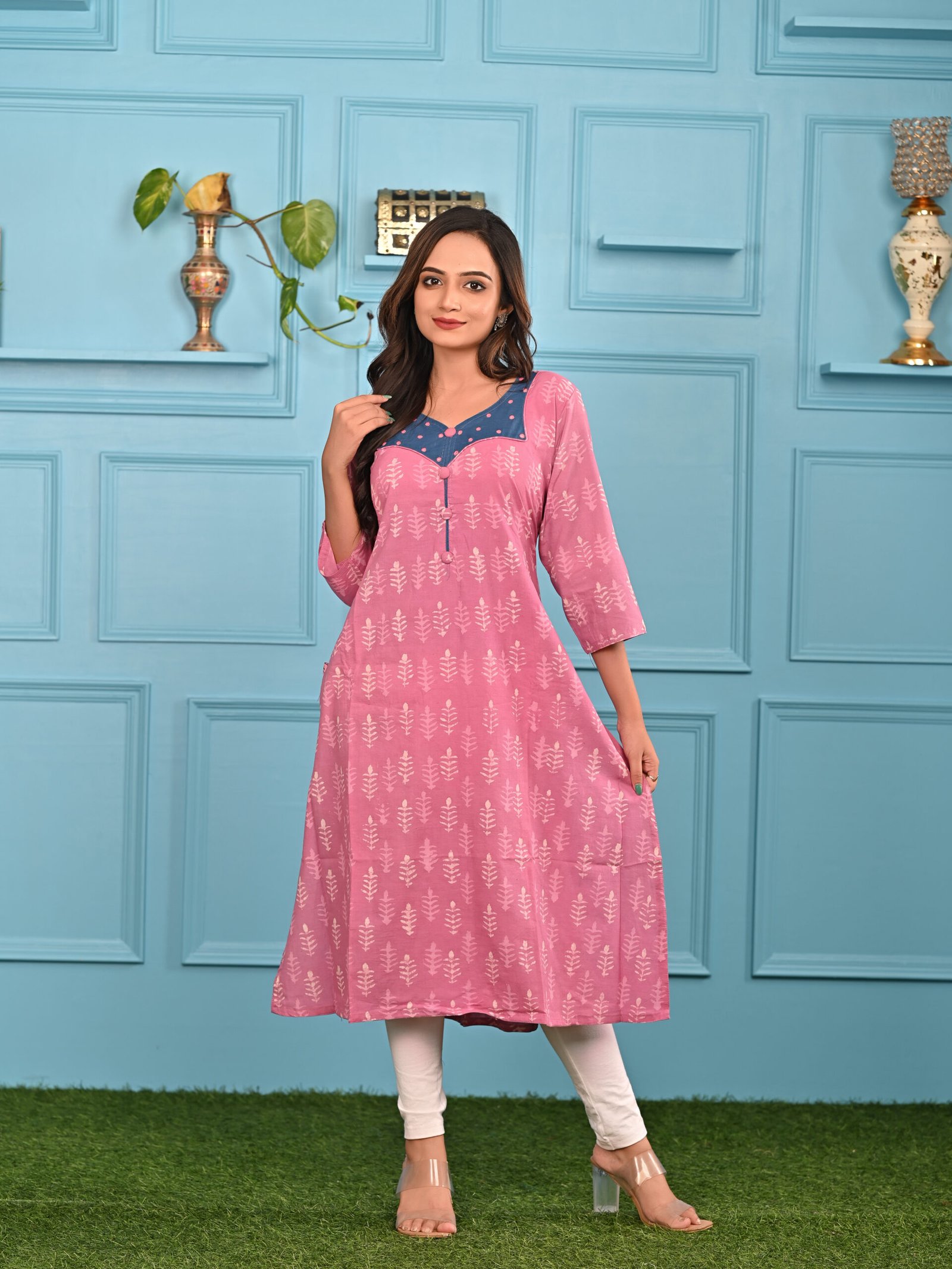 Adrika’s Ballerina Pink Pure Dabu Cotton Kurti