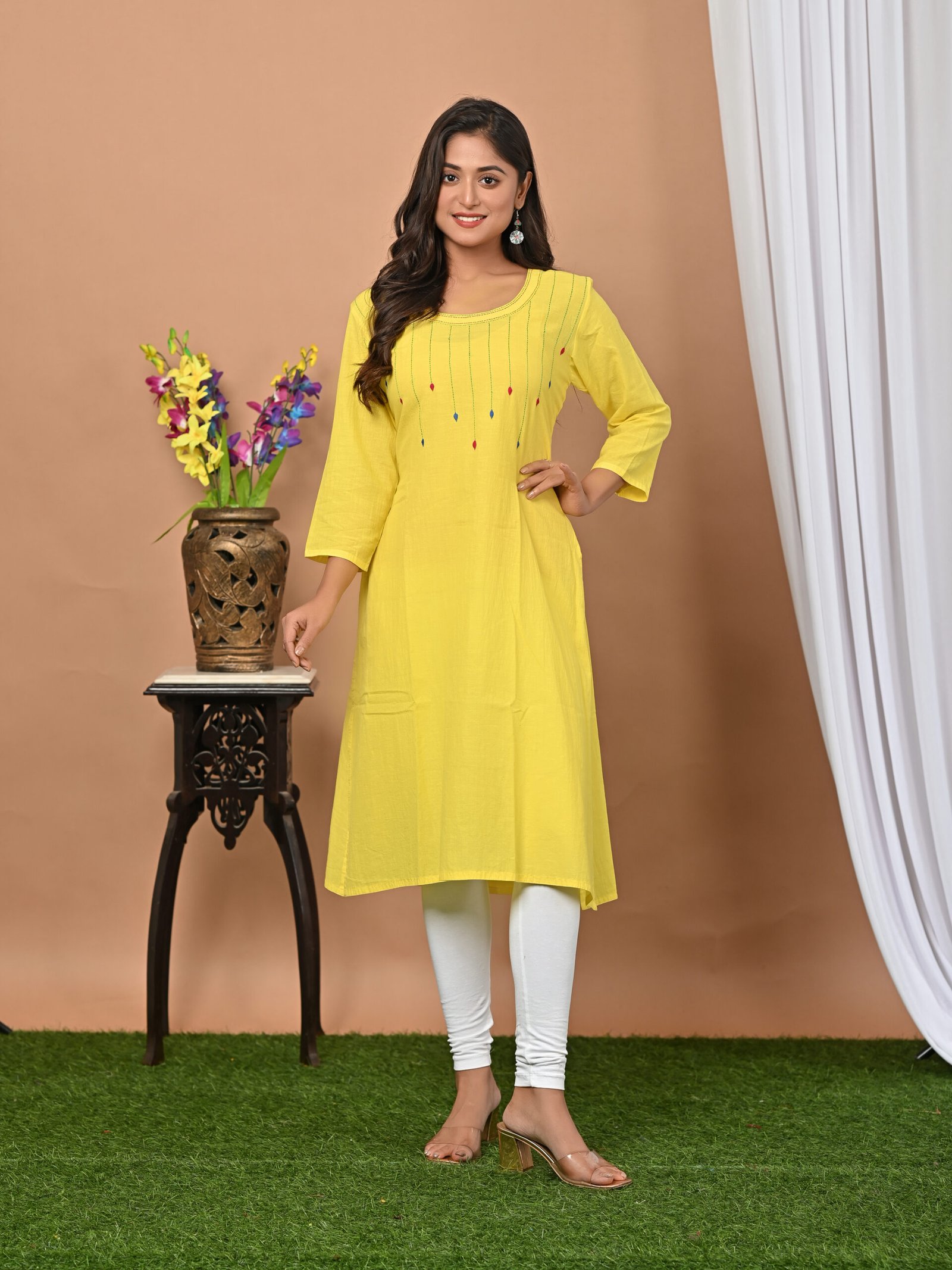 Adrika's Yellow Handloom Cotton Kurti