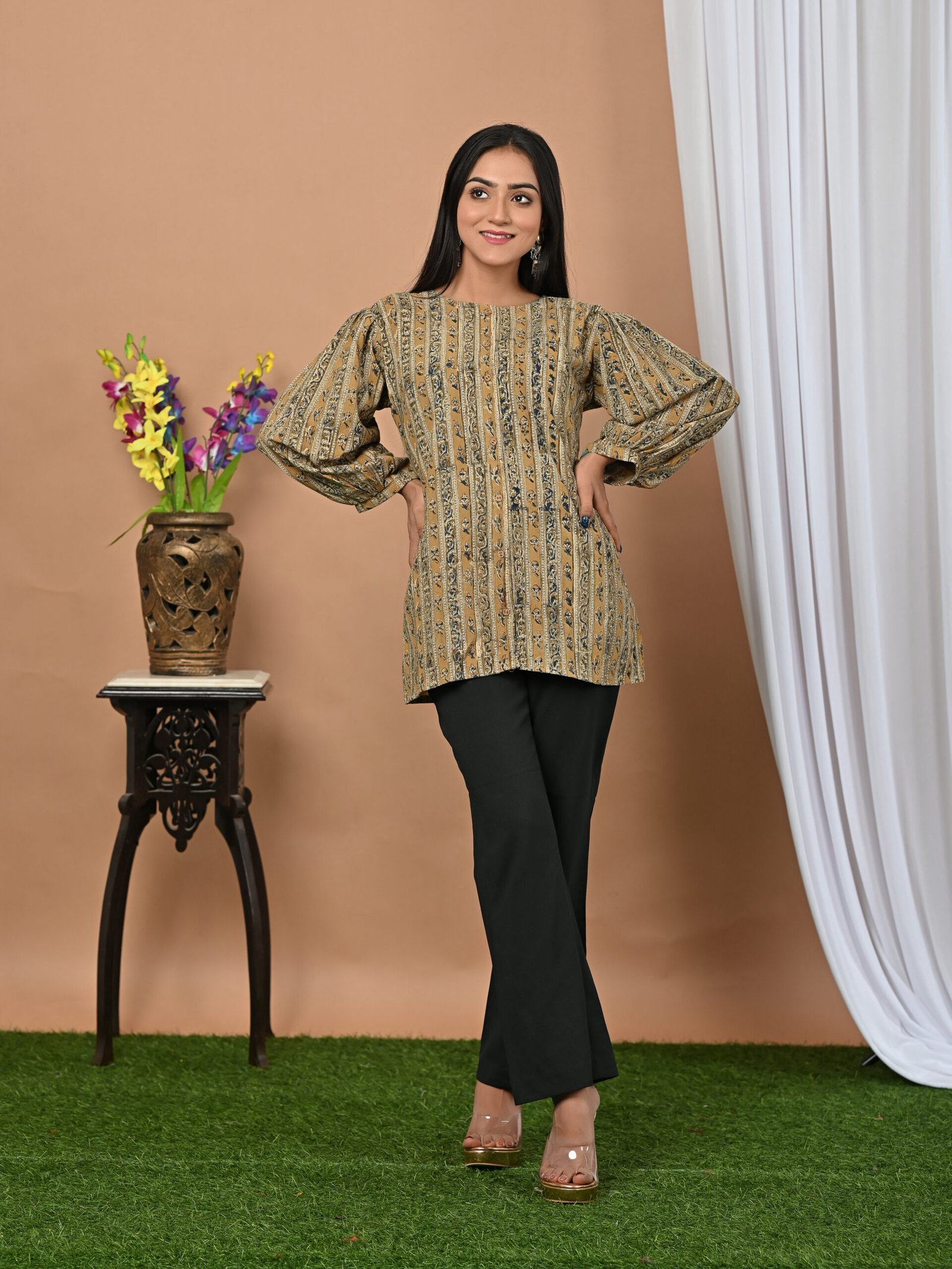 Adrika’s Flaxen Yellow Hand Block Top