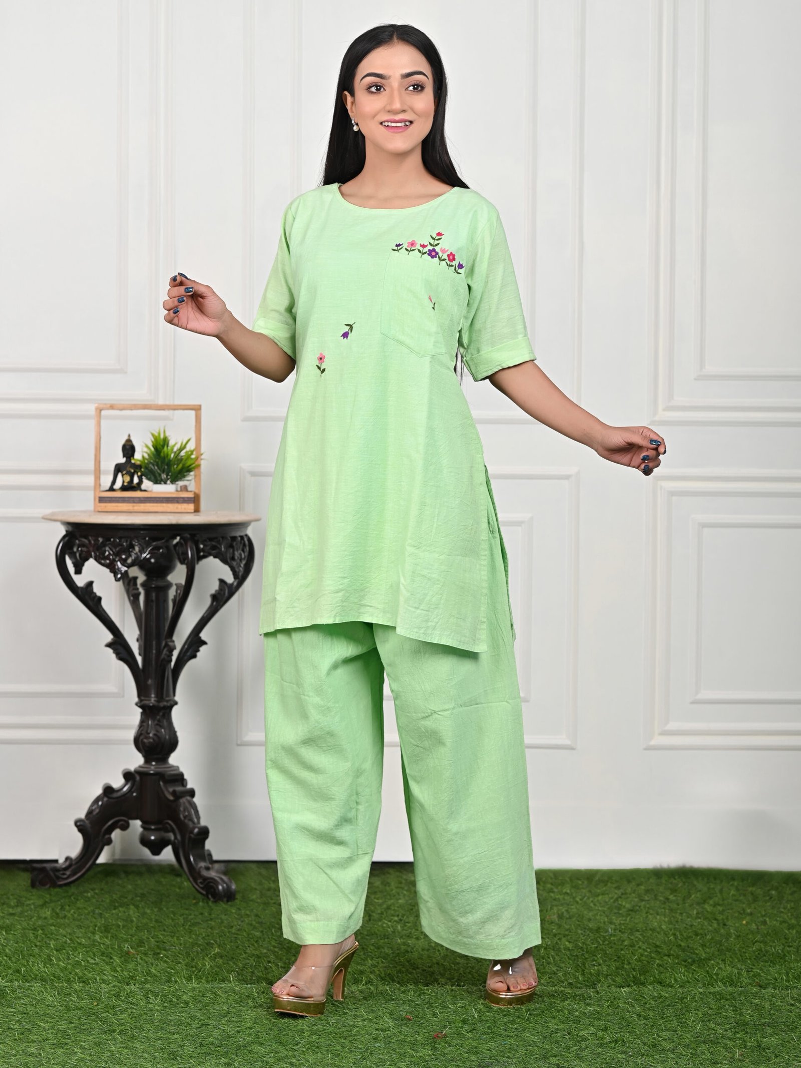 Adrika’s Light Green Handloom Cotton Co-Ord Set