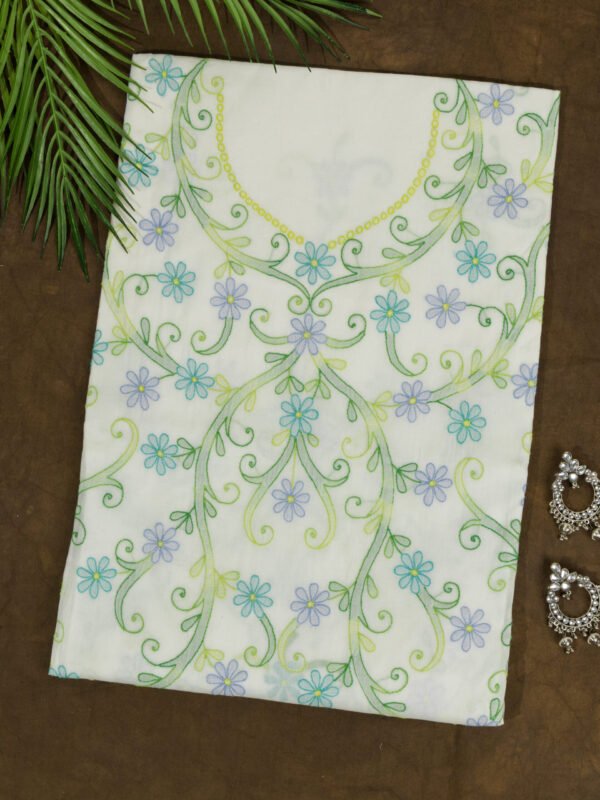 Adrika’s White Pure Cotton White Unstitched Shadow Work Kurti