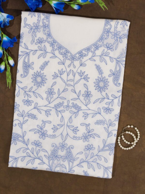 Adrika’s White Pure Cotton White Unstitched Shadow Work Kurti