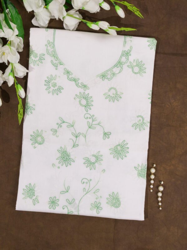 Adrika’s White Pure Cotton Unstitched Kurti With Shadow Work