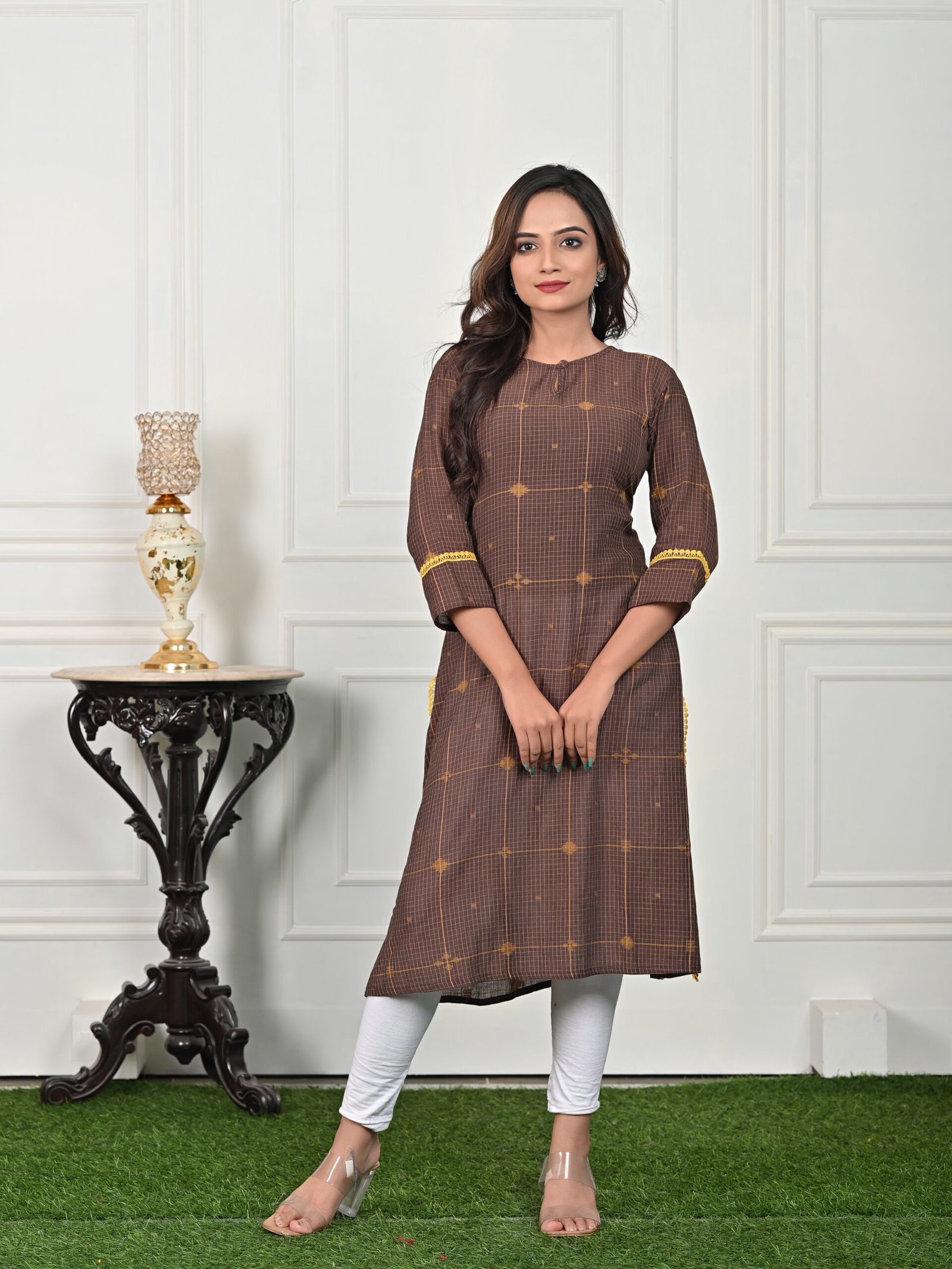 Adrika’s Brown Handloom Cotton Jamdani Kurti