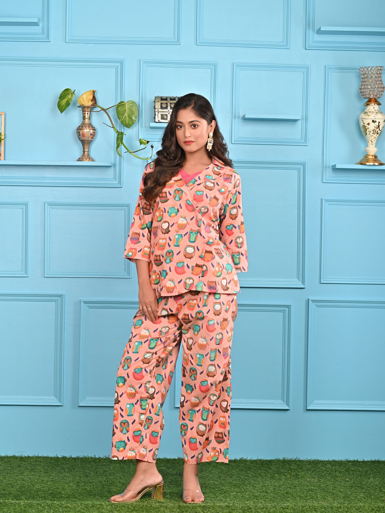 Adrika’s Peach & Pink Pure Cotton Hand Block Co-Ord Set