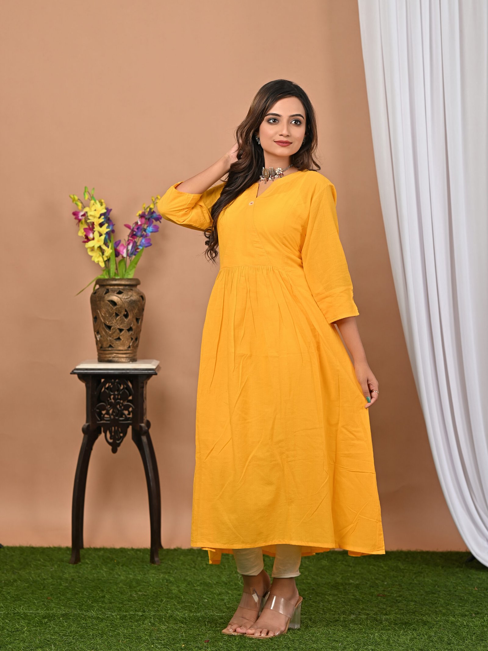 Adrika’s Yellow Handloom Cotton Dress