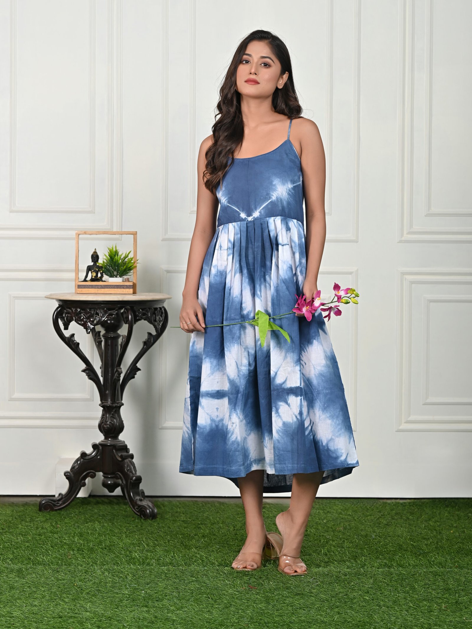 Adrika’s Stone Blue & White Tie & Dye Dress