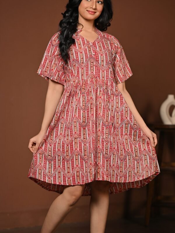 Adrika’s Multi color Cotton Handblock Dress